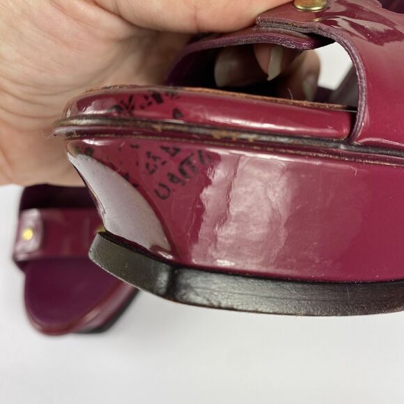Yves Saint Laurent Tribute 75 Burgundy Patent Platform Heels Sz 40 US 10 Y2K VTG - Picture 10 of 13